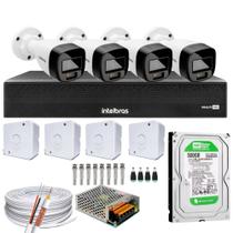 Kit 4 Cameras 1220b Full Color Intelbras Dvr Mhdx 1008-C 8 Ch