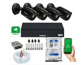 Kit 4 Câmeras Black 1080p Com Dvr Intelbras e Hd 500gb