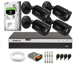 Kit 4 Câmeras Black Bullet Intelbras VHD 1220 B G6 Full HD 1080p + DVR MHDX 3104 + HD 2 TB