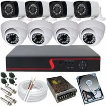 Kit 4 Câmeras Bullet + 4 Câmeras Dome Dvr 8 Canais Com hd