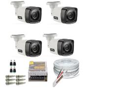 Kit 4 Câmeras Bullet Hd 720p 1Mp Com Cabo e Conectores