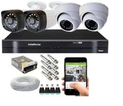 Kit 4 Câmeras Bullet HD 720p 1mp Dvr Intelbras S/Hd Kit 4 Câmeras Bullet HD 720p 1mp Dvr Intelbras S/Hd