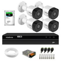 Kit 4 Câmeras Bullet HD 720p VHD 3130 B IP67 DVR Gravador Intelbras MHDX 1204 4 Canais 1TB SKY