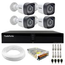 Kit 4 Câmeras Bullet Tudo Forte TF 2020 B Full HD 1080p com Visão Noturna 20M Proteção IP66 + DVR Tudo Forte TFHDX 3304 4 Canais