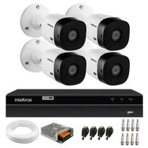 Kit 4 Câmeras Bullet VHL 1220 B G2 Full HD 1080p HDCVI Lite + DVR Gravador de Video Inteligente Intelbras MHDX 1204 4 Canais H.265+