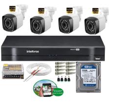 Kit 4 Câmeras De Segurança 2 MP Full Hd 1080p Dvr Intelbras mhdx Full Hd C/HD 250GB