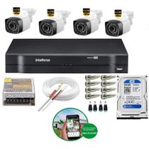 Kit 4 Câmeras De Segurança 2 MP Full Hd 1080p Dvr Intelbras mhdx Full Hd C/HD 500GB