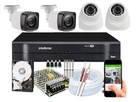 Kit 4 Câmeras de Segurança Bulle /Dome 720p dvr Intelbras C/Hd