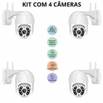 Kit 4 Câmeras de Segurança Externa Wi-Fi HD, Visão Noturna e Áudio Bidirecional