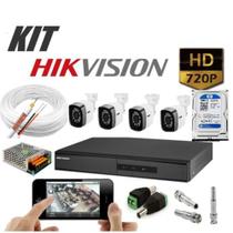 Kit 4 Câmeras de segurança Full Hd 1080p DVR Hikvision 4 Canais C/ Hd 500 GB