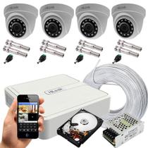 Kit 4 Câmeras de segurança FULL HD Ir 20m Dvr 4 104g-Hilook/Hikvision C/160gb