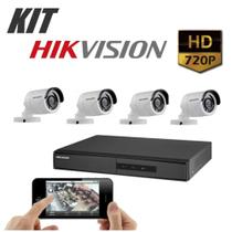 Kit 4 Câmeras de Segurança HD 720p Hikvision Com DVR 8 Canais