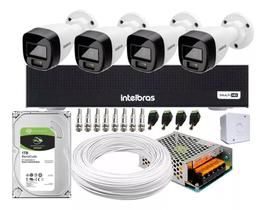 Kit 4 Cameras de Segurança Intelbras 1120 B Full Color Dvr 4 Canais C/ hd 1 Tb
