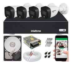 Kit 4 Câmeras de Segurança Intelbras 1120b Full Color E Dvr 4 Canais C/ Hd 500gb