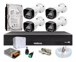 Kit 4 Cameras de Seguranca Intelbras 3220 Full Color C/ Audio, Dvr 4ch C/ Hd 500gb Kit 4 Cameras de Seguranca Intelbras 3220 Full Color C/ Audio, Dvr 4ch C/ Hd 500gb