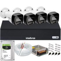 Kit 4 Cameras de Segurança Intelbras VHD 3220b + com Audio Full Color 1080p Dvr mhdx 3004c 1TB