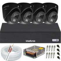 Kit 4 Câmeras de Segurança Intelbras Vhd 3220D mini black áudio mic Dvr 4 canais