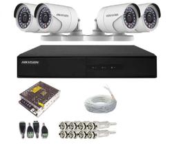 KIT 4 CÂMERAS DE VIGILÂNCIA HIKVISION Full Hd 1080p 2mp DVR HIKVISION 4 CH - ALTA DEFINIÇÃO S/HD