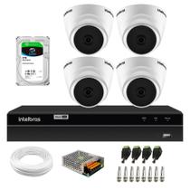 Kit 4 Câmeras Dome HD 720p VHL 1120 D 3,6mm IR 20 DVR Gravador Intelbras MHDX 1204 4 Canais 2tb sky