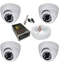 Kit 4 Câmeras Dome Infra vermelho Hd alta Resolução com acessórios Kit 4 Câmeras Dome Infra vermelho Hd alta Resolução com acessórios