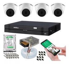 Kit 4 Câmeras Dome Intelbras 1120d Dvr 4 Canais Hd Incluso