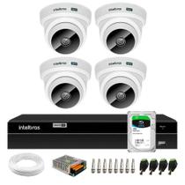 Kit 4 Câmeras Dome VHC 1120 D HD 720p HDCVI Infravermelho de 20 metros Intelbras + DVR MHDX 1204 com 4 Canais Multi HD Intelbras + HD 1TB Skyhawk