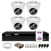 Kit 4 Câmeras Dome VHC 1120 D HD 720p HDCVI Infravermelho de 20 metros Intelbras + DVR MHDX 1204 com 4 Canais Multi HD Intelbras + HD 2TB Purple