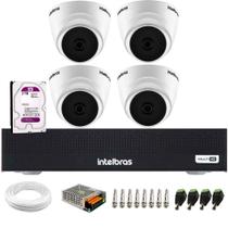 Kit 4 Câmeras Dome VHL 1220 D G2 HDCVI 2 megapixels Intelbras Visão Noturna 20m + DVR Intelbras MHDX 3004-C 4 Canais + HD 2TB Purple