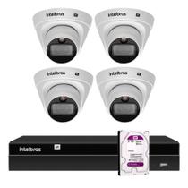 Kit 4 Câmeras Dome VIP 1220 D Full Color G4 Intelbras Full HD PoE IP67 Visão Noturna Colorida + NVR 1404 com 4 Canais Ultra HD 4k + HD 2TB Purple