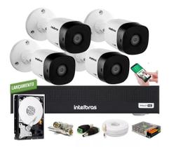 Kit 4 Câmeras Externas 1mp Dvr Intelbras Mhdx 1004 C/ Hd 500