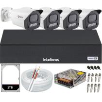Kit 4 Câmeras Full Color C/Áudio Dvr Intelbras 4ch 1TB