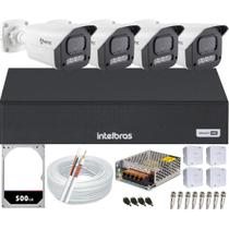 Kit 4 Câmeras Full Color C/Áudio Dvr Intelbras 4ch 500GB