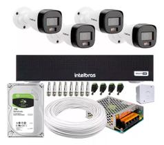 Kit 4 Cameras Full Color Intelbras, Mhdx 1004c + Hd 1 Tera Kit 4 Cameras Full Color Intelbras, Mhdx 1004c + Hd 1 Tera