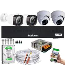 Kit 4 Câmeras Full HD 1080p + DVR Intelbras MHDX 3004-C C/HD 500gb