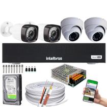 Kit 4 Câmeras Full HD 1080p + DVR Intelbras MHDX 3004-C C/HD