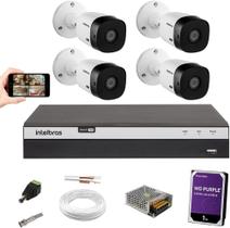 Kit 4 Câmeras Full Hd 1080p Vhd 1220b Ir + Dvr Intelbras Full Hd + Hd Purple 1tb + Acessórios