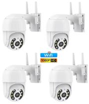 Kit 4 Câmeras Full HD 2mp Ip Rotativa Dome Gira 320º Prova D'água Externa WiFi Visão Noturna - V380 Kit 4 Câmeras Full HD 2mp Ip Rotativa Dome Gira 320º Prova D'água Externa WiFi Visão Noturna - V380