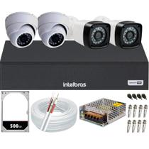 Kit 4 Câmeras FULL HD DVR Intelbras MHDX 3104C HD 500gb