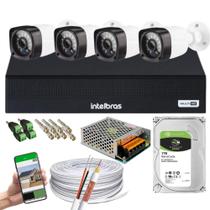 Kit 4 Câmeras HD 720p + DVR Intelbras MHDX 3004-C C/HD 1TB