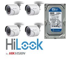 KIT 4 Câmeras Hilook Bullet 1MP HD THC B110C P 2.8mm C/Hd 160Gb