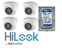 KIT 4 Câmeras Hilook Dome 1MP HD THC T110C-P 2.8mm C/Hd 160GB
