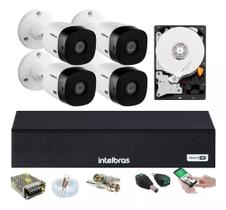 Kit 4 Câmeras Intelbras 1120 Dvr 4 Canais Mhdx 1004 C/hd