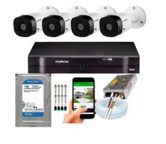 Kit 4 Câmeras Intelbras 1120b Dvr 4 Canais Lançamento - Com Hd 1 Tb