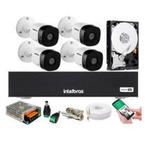 Kit 4 Cameras Intelbras 1120b Dvr 8 CH Intelbras C/ HD 500GB