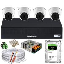 Kit 4 Câmeras Intelbras 1220 D mic Fullhd Com Áudio Dvr 4 Ch 3T