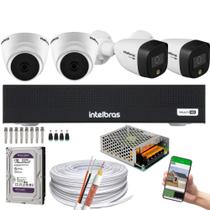 Kit 4 Câmeras Intelbras 2 cam 1220D 2 cam 1220B full color Dvr Intelbras Mhdx 3004-C Canais