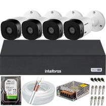Kit 4 câmeras Intelbras 20 metros full hd 1080p completo alta definição