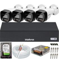 Kit 4 Câmeras Intelbras 20m Vhd 1220 B Full Color Dvr 4ch Mhdx colorido dia e noite