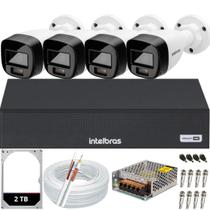 Kit 4 Câmeras Intelbras 20m Vhd 1220 Full Color Dvr 4ch Mhdx hd 2TB colorido 24hrs