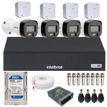 Kit 4 Câmeras Intelbras 3220b Full Color Com Áudio Dvr 4ch Mhdx 1004c Hd 500gb